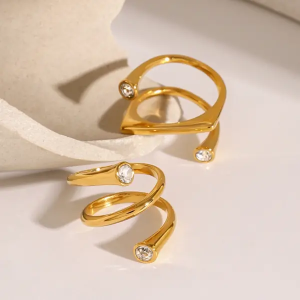 Stylish Asymmetrical White Zirconia Ring for Women - Image 6
