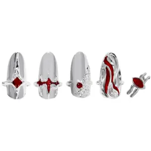 Adjustable Silver Nail Armor Ring Set