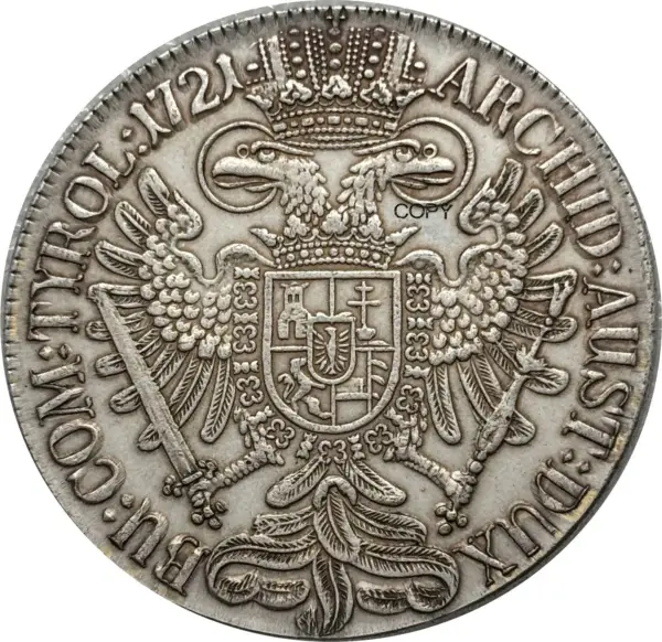 Austrian Empire 1721 Charles VI Thaler Replica - Image 2