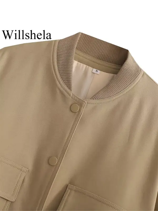 Willshela Women's V-Neck Bomber Jacket - Image 4