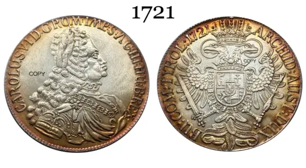 Austrian Empire 1721 Charles VI Thaler Replica - Image 9