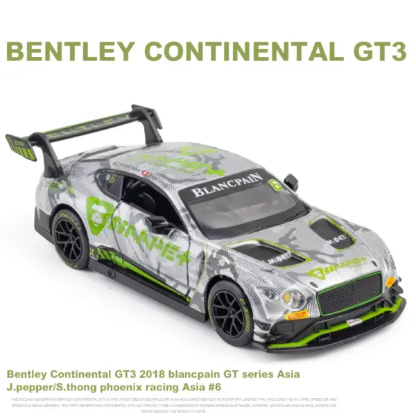 1:32 Audi R8 Bentley GT3 Diecast Model Car - Image 4