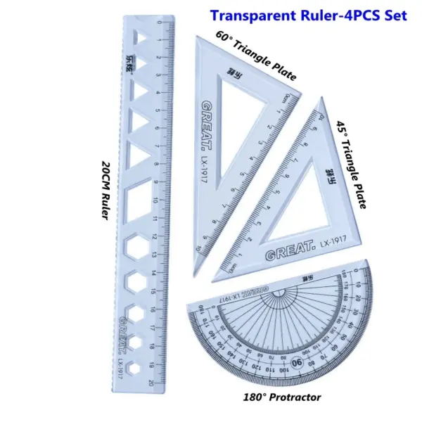 4-Piece Geometry Ruler Set for School Use - Image 5