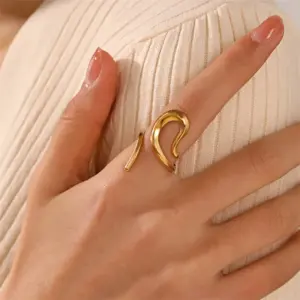 Geometric Adjustable Stainless Steel Rings Set