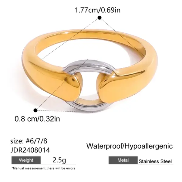 Gold and Silver Geometric Open Ring - Image 12