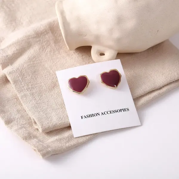 Red Heart Acrylic Stud Earrings - Image 8