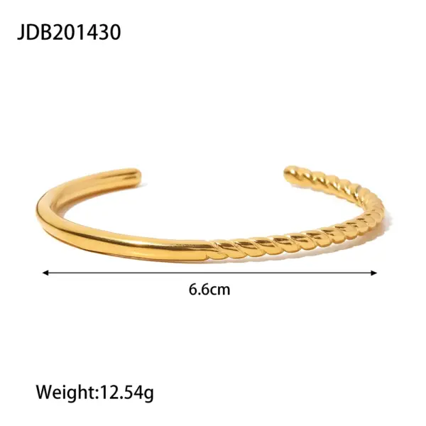 Trendy Stainless Steel Geometric Bangle Bracelet - Image 8