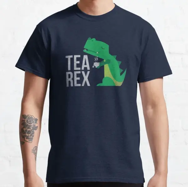 Tea Rex Funny Dinosaur Graphic T-Shirt S-6XL - Image 7