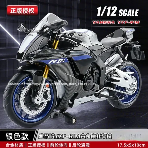 1:12 Scale Yamaha YZF-R1M Diecast Motorcycle Model - Image 40