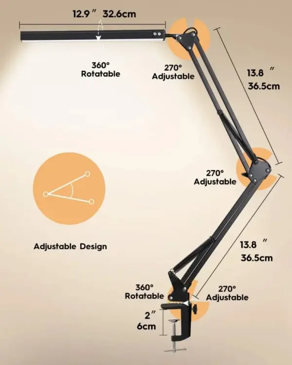 Dimmable 10W LED Desk Lamp with Clamp - Image 5