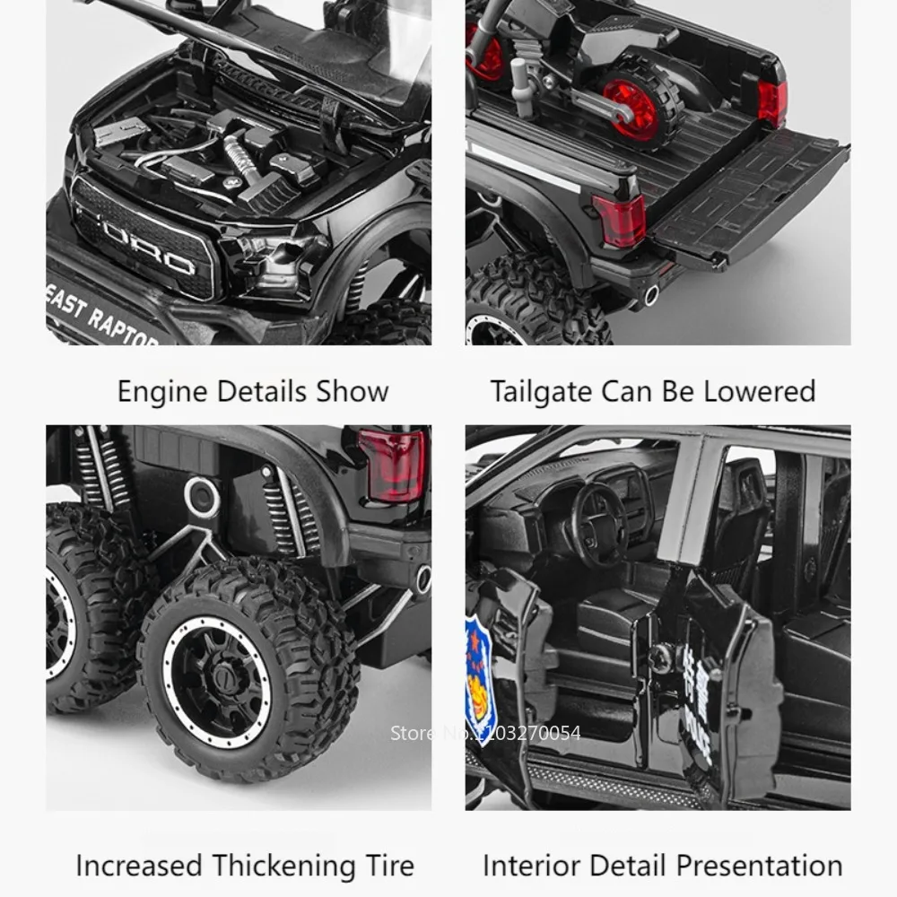 1/28 Raptor F150 Diecast Police Car Model 5 1/28 Raptor F150 Diecast Police Car Model - Image 5