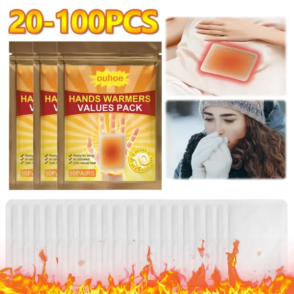20-100pcs Long Lasting Self-Adhesive Hand Warmers - Image 3