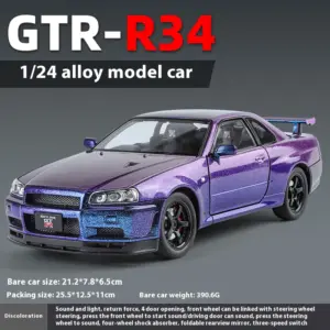 1/24 Nissan GTR R34 Diecast Car Model 24 S8b65ee81437740faa62006dd8a4f15e3n