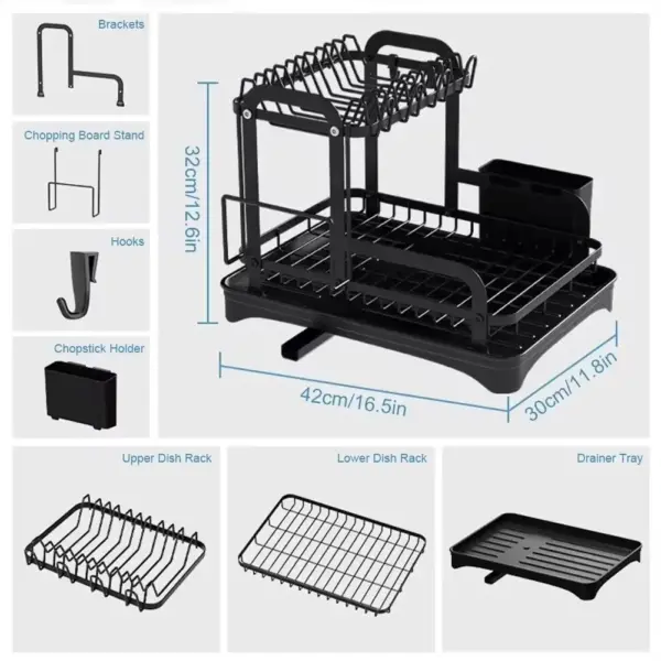 2025 2-Layer Kitchen Dish Drain Rack with Drip Tray - Image 6