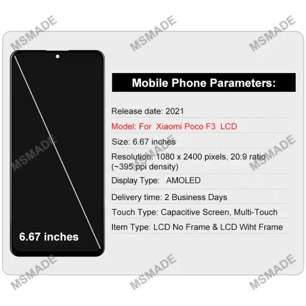 Xiaomi Poco F3 AMOLED LCD Display Assembly - Image 2