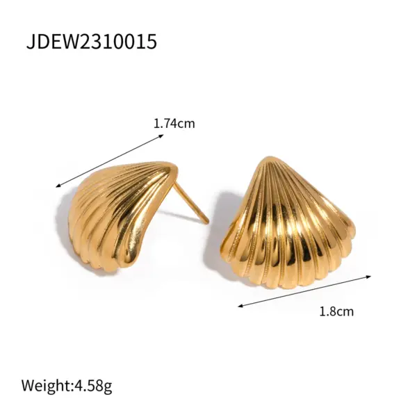 Textured Stainless Steel Stud Earrings for Summer - Image 9