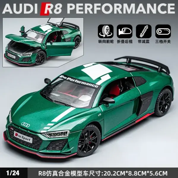 1:24 Audi R8 V10 Diecast Metal Model Car - Image 9