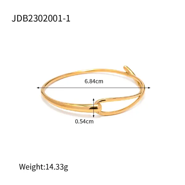 Trendy Stainless Steel Geometric Bangle Bracelet - Image 17