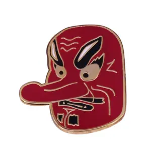 Japan Tengu Yokai Enamel Face Brooch Pin