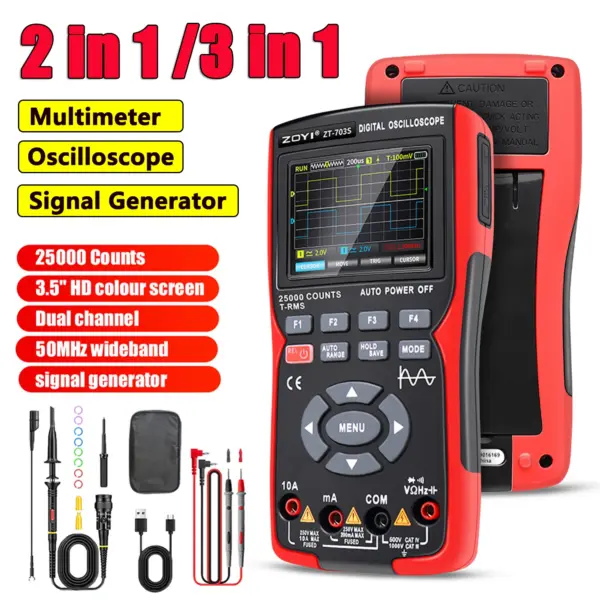 3-in-1 Digital Oscilloscope Multimeter ZT703S