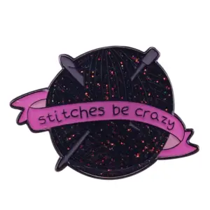 Blue Glitter Yarn Brooch for Knitters
