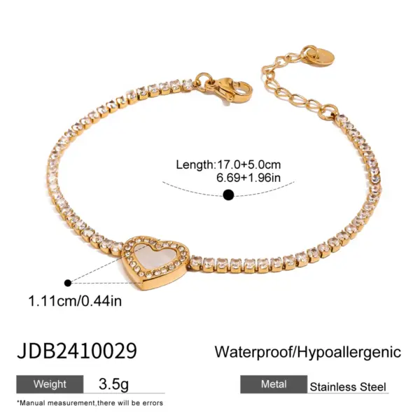 Heart-Shaped 18K Gold Zircon Bracelet - Image 7