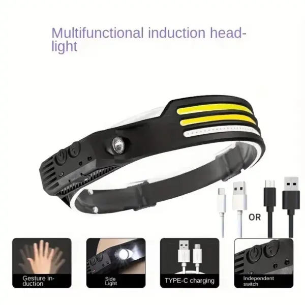 COB LED Sensor Headlamp Waterproof Rechargeable - Image 5