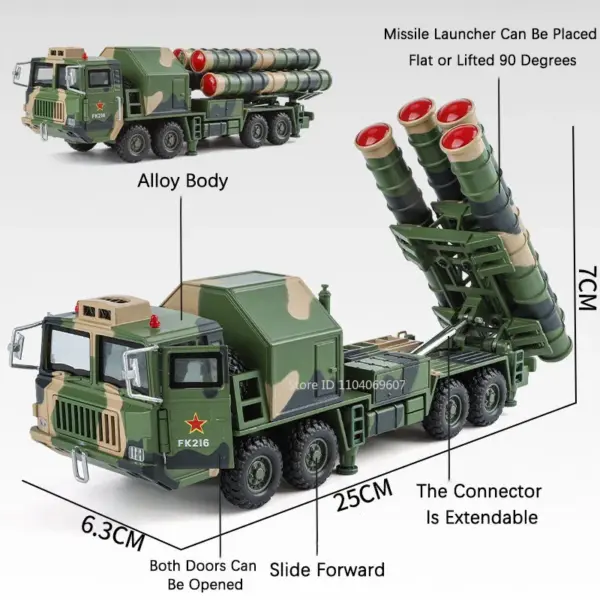 1:40 Scale HQ-9 Diecast Model Anti-aircraft Vehicle - Image 2