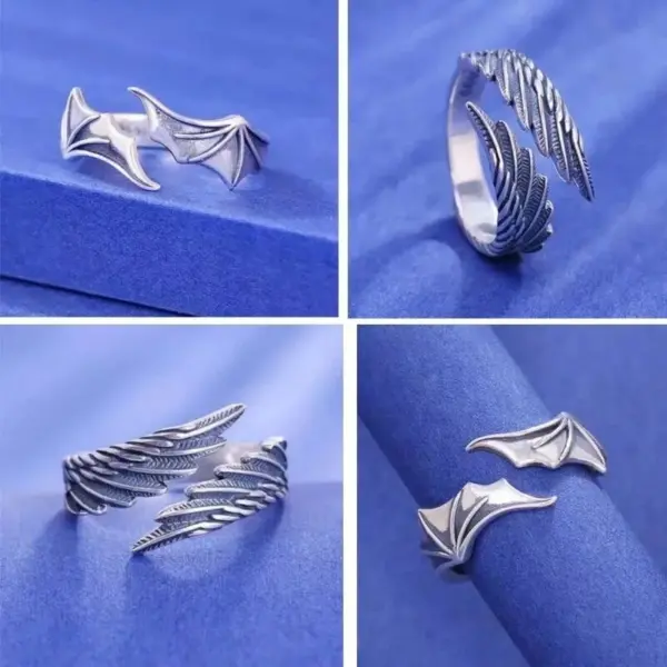 Vintage Angel Wing Demon Eye Ring - Image 4