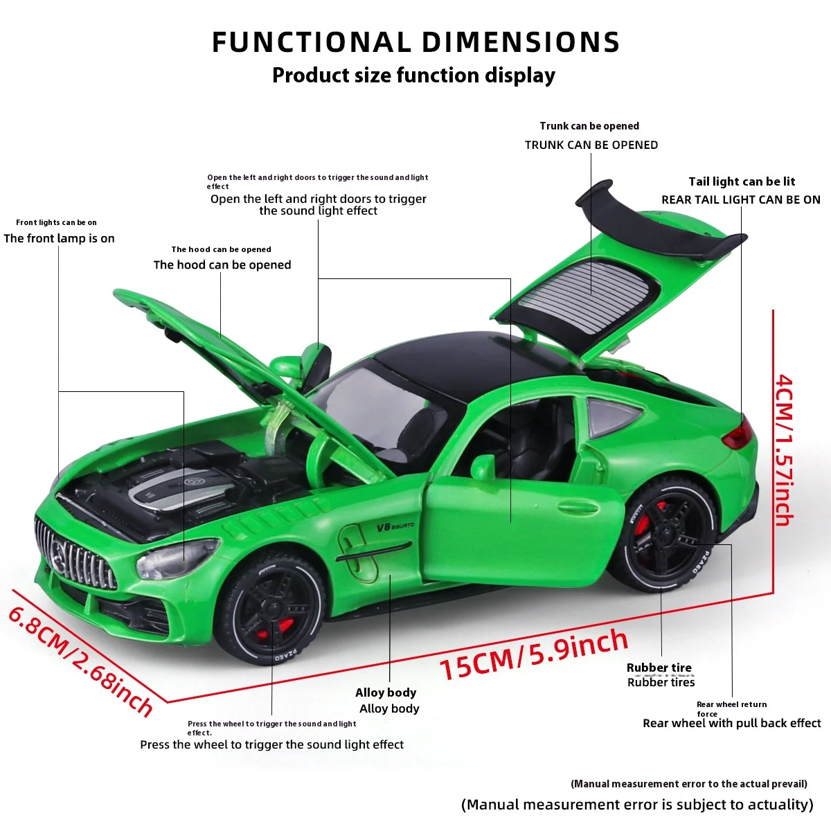 1:32 Mercedes Benz AMG GTR Diecast Model 4 1:32 Mercedes Benz AMG GTR Diecast Model - Image 4