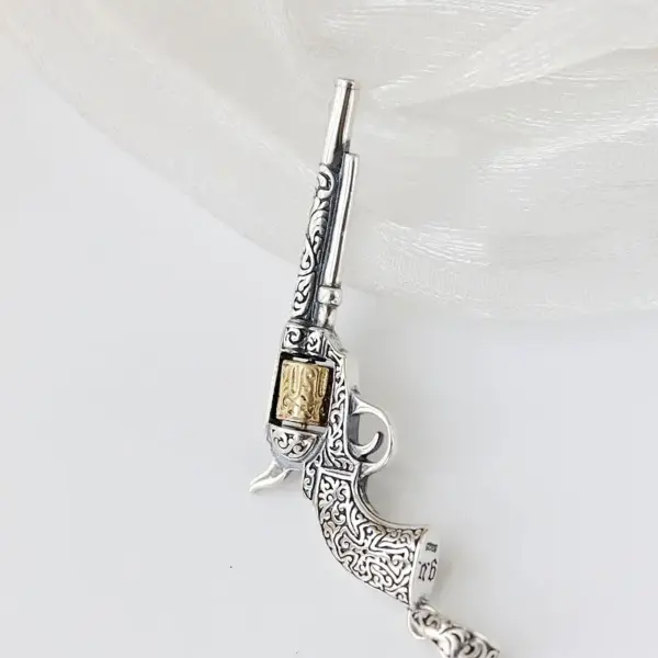 Vintage Revolver 925 Sterling Silver Pendant - Image 6