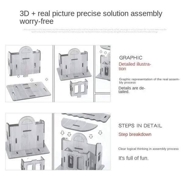 Wooden 3D Puzzle House Model Kit - Image 4