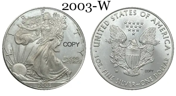 2003 Liberty Silver Plated Eagle Replica Coin - Image 6