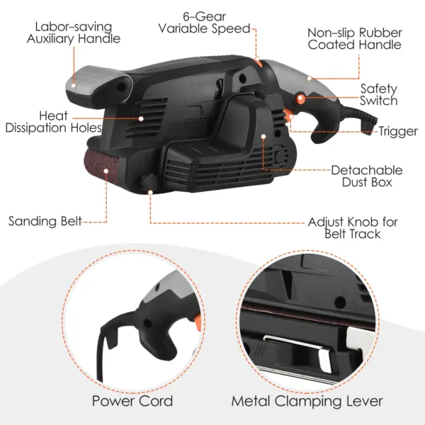 600W Variable Speed Electric Belt Sander - Image 3