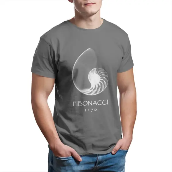 Fibonacci Nautilus Shell Graphic Cotton T-Shirt - Image 9