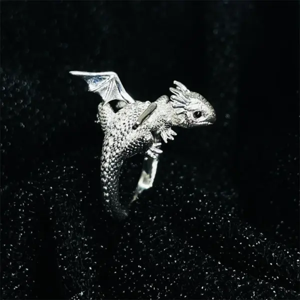 Vintage Dark Dragon Punk Ring for Adults - Image 2