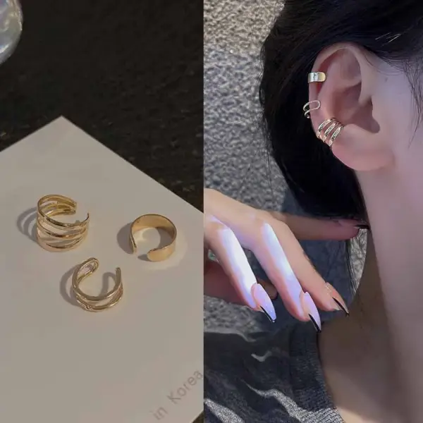 Silver Leaf Clip Earrings Set for Women and Men - Image 9