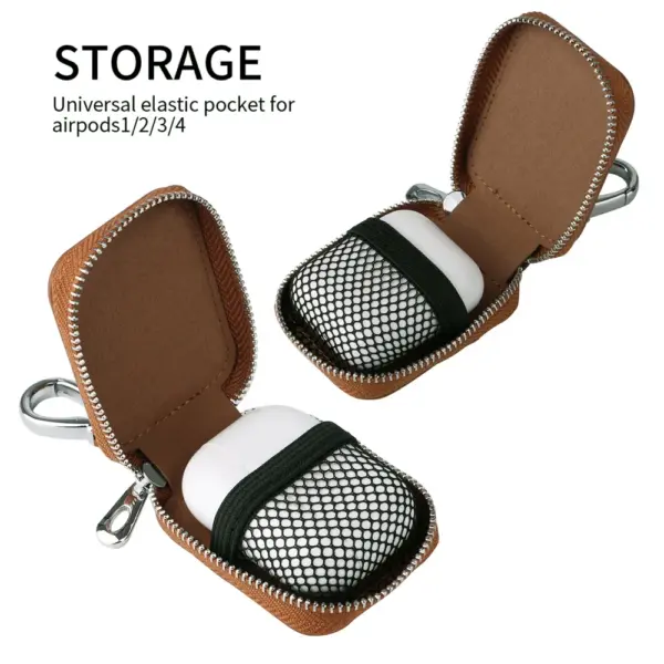 Universal Leather AirPods Case with Zipper - Image 3