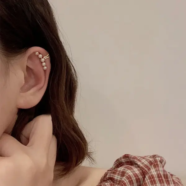 Geometric Rhinestone Clip Ear Cuff Earrings - Image 8