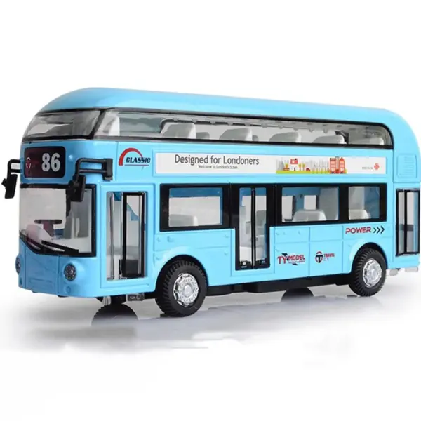 1:36 Scale Double Decker Bus Model Vehicle - Image 7