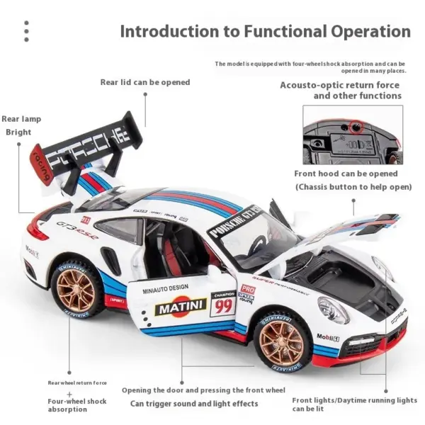 1:32 Porsche 911 GT3 RSR Diecast Model - Image 4