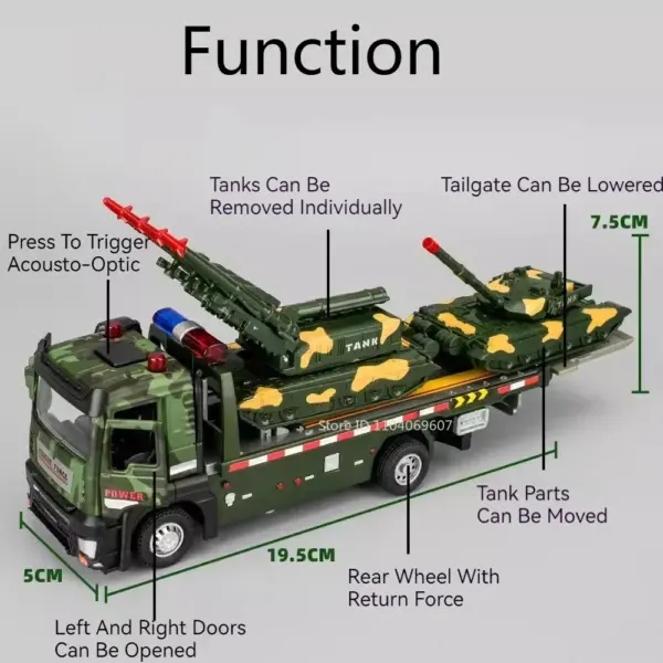 1:32 Military Tank Model with Sound and Light - Image 2