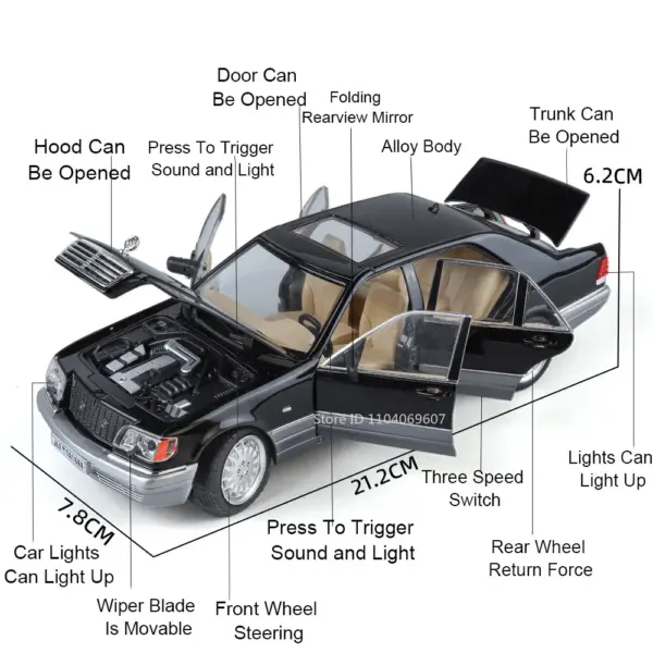 1:24 W140 Diecast Miniature Car Model - Image 3