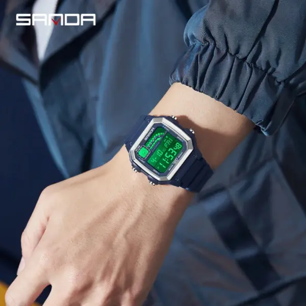 SANDA 6196 Square Men's Digital Wristwatch - Image 3