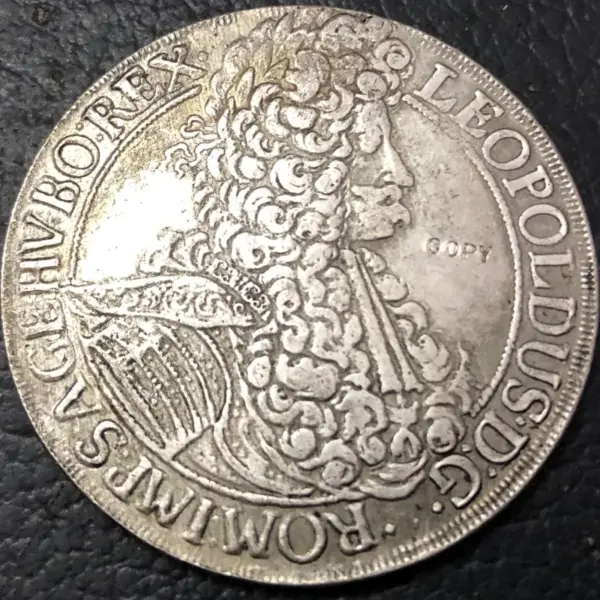 1695 Hungary Silver Plated Copy Thaler Coin - Image 2