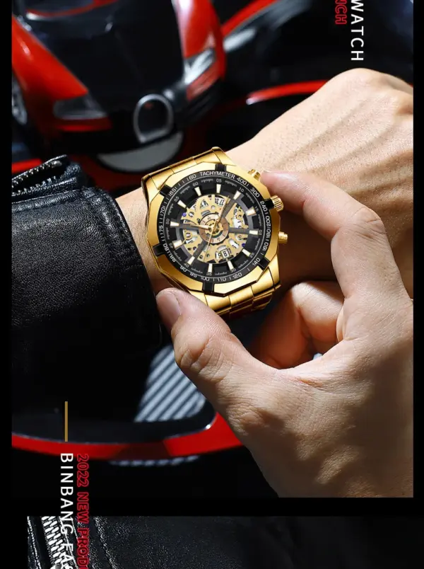 Luxury BINBOND S033 Men's Quartz Watch Blue - Image 6