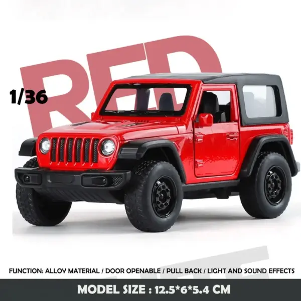 1:36 Jeep Wrangler Diecast Model Car - Image 8