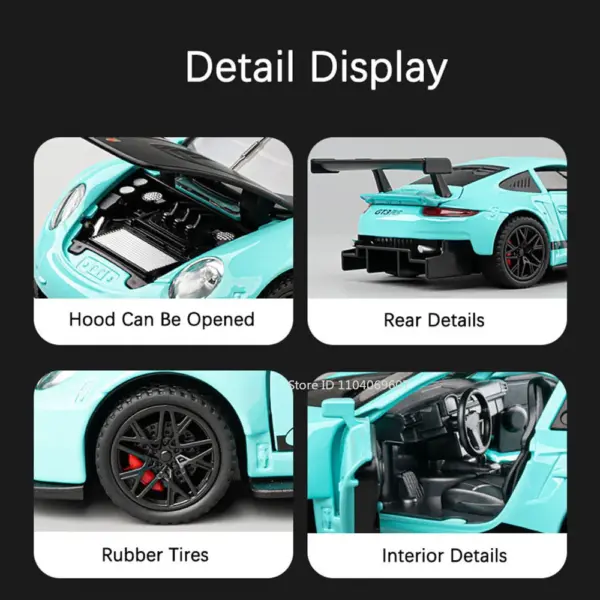 1:32 GT3RS Diecast Model Car with Sound & Light - Image 3