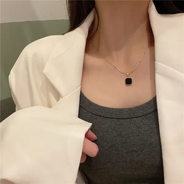 Vintage Green Zircon Square Pendant Necklace - Image 21