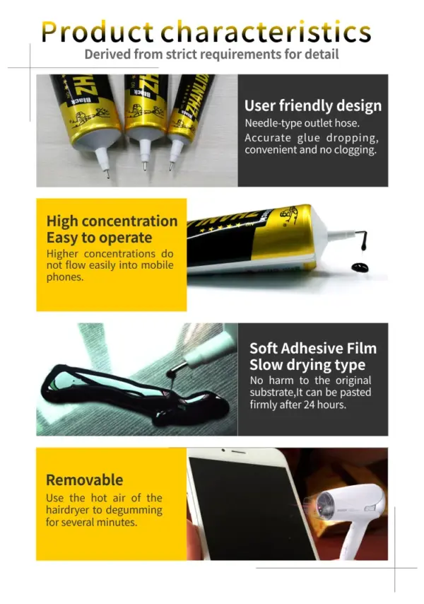 Black Mobile Phone Repair Adhesive Glue 15-80ML - Image 4